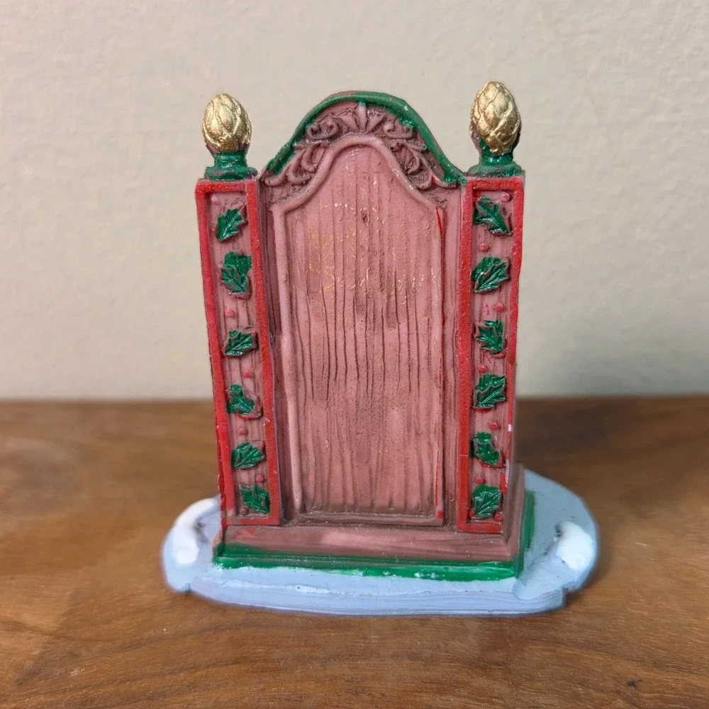 Santa Claus Figurine on Throne Girl Teddy Bear Christmas Village Decor Ornament